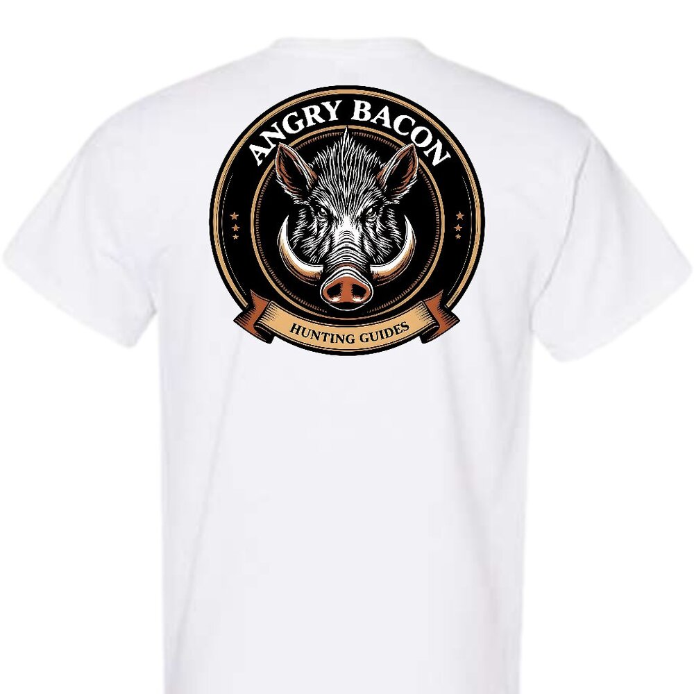 Angry Bacon Hunting Guides Hog Hunting Short Sleeve T-Shirt
